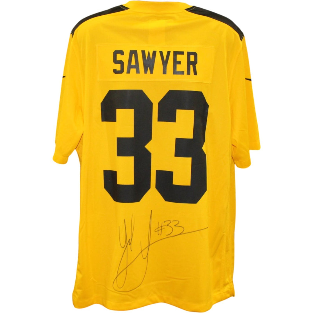 Jack Sawyer Autographed Pittsburgh Steelers Nike Gold XL Jersey Beckett 56957