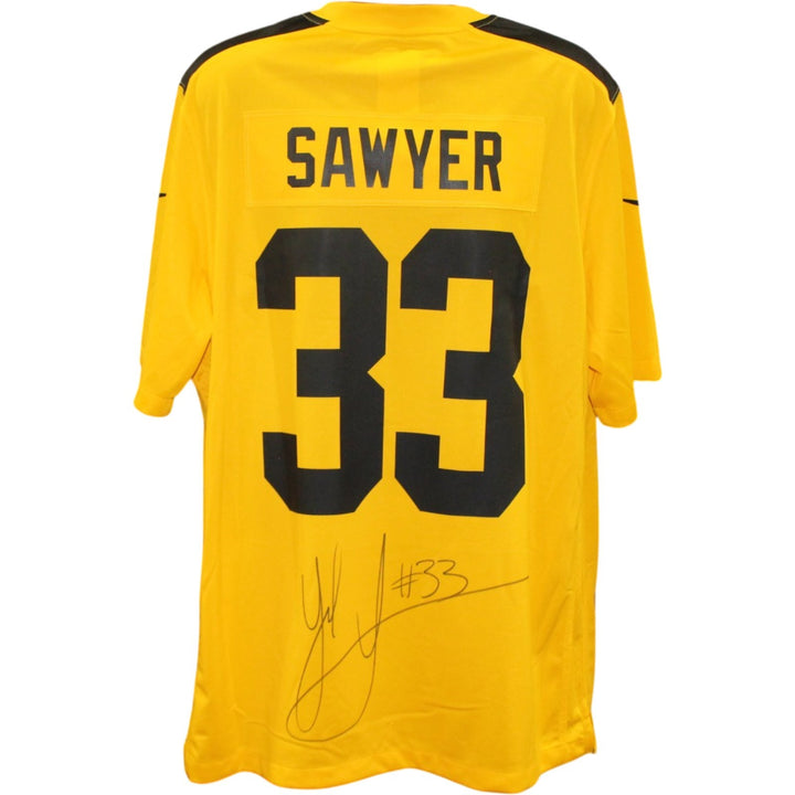 Jack Sawyer Autographed Pittsburgh Steelers Nike Gold XL Jersey Beckett 56957