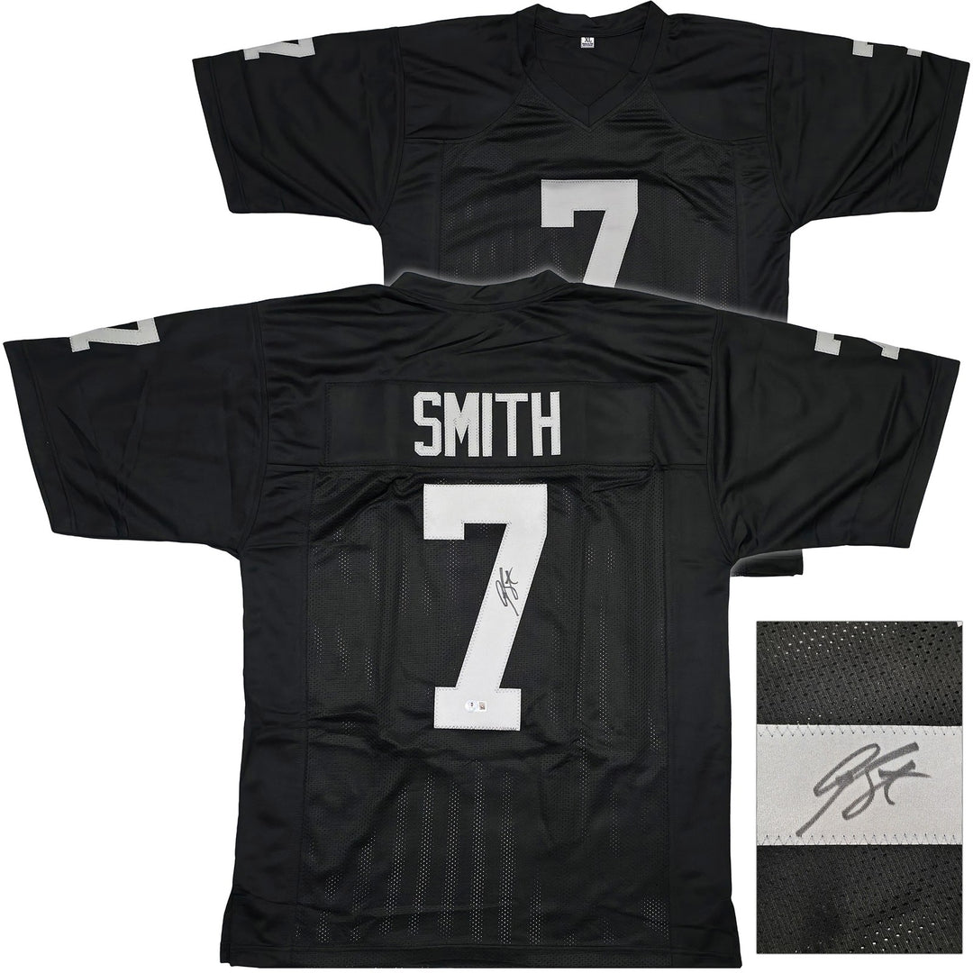 Las Vegas Raiders Geno Smith Signed Black Jersey Beckett Witness
