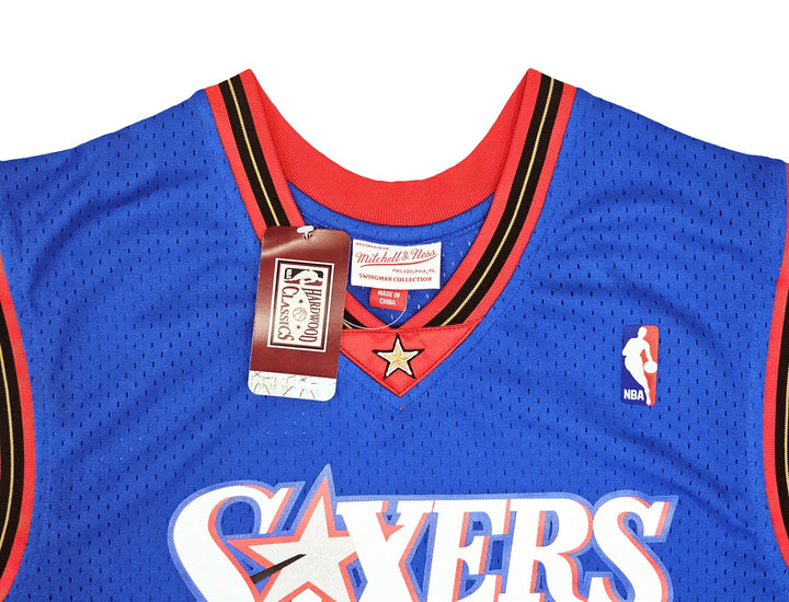 76ers Allen Iverson Auto Blue AUTH Mitchell Ness 99 HWC Swingman Jersey L BAS
