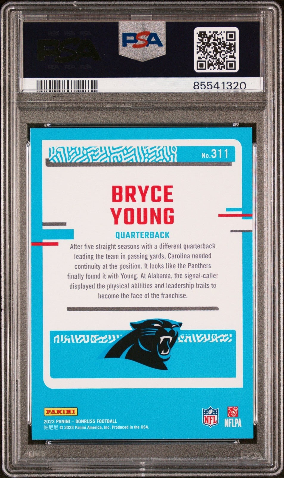 Graded 2023 Panini Donruss Bryce Young #311 Rookie RC Card PSA 10 Gem