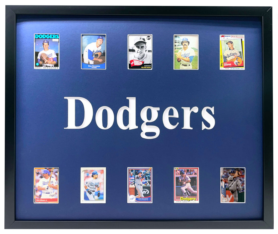 Los Angeles Dodgers Legends Framed 10 Baseball Card Collage Lot Koufax Kershaw