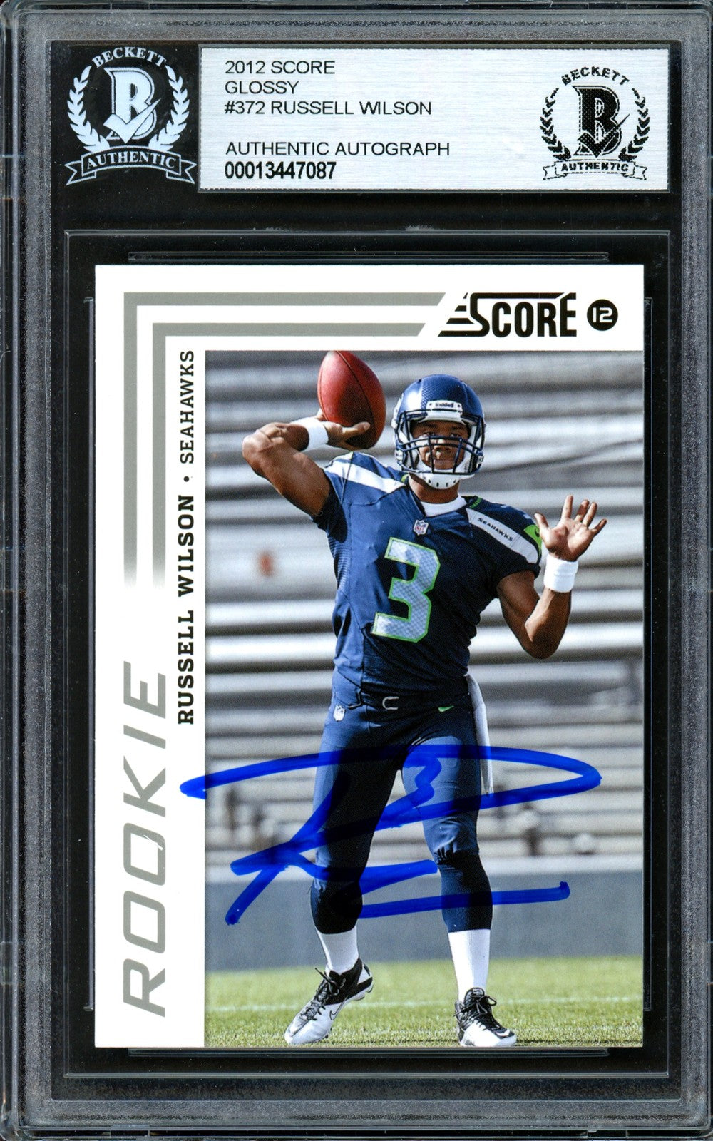 Russell Wilson Signed 2012 Score Glossy RC 372 Seahawks Beckett #13447087