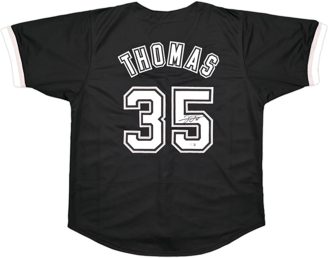 Chicago White Sox Frank Thomas Signed Black Jersey Beckett Witness