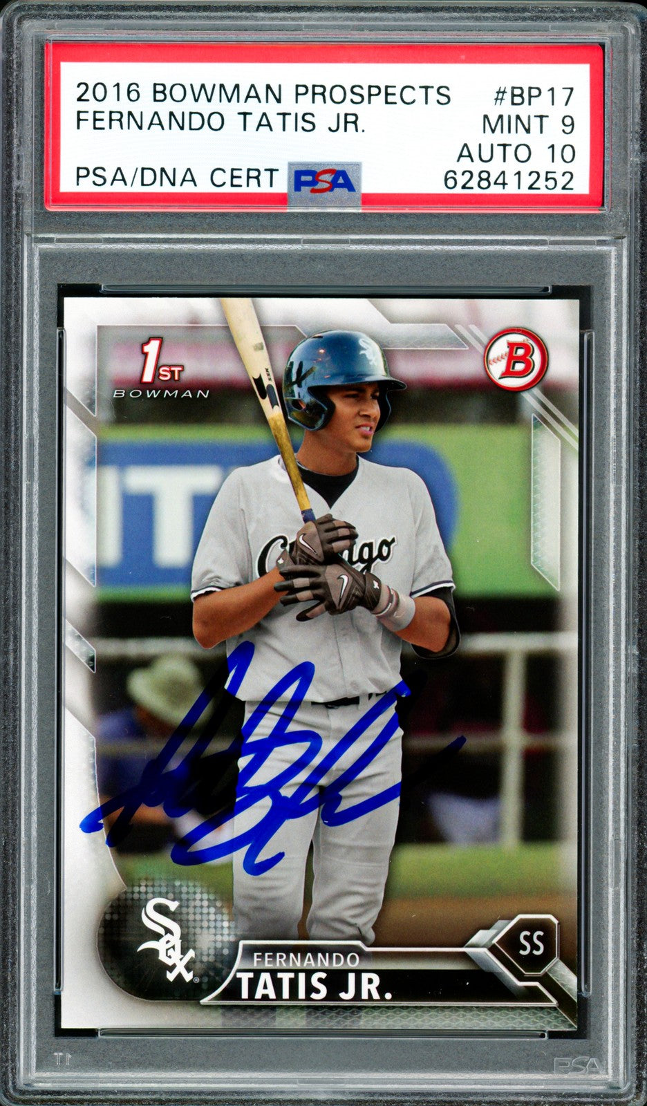Fernando Tatis Jr. Auto 2016 Bowman Prospects RC BP17 Padres PSA 9 Sig 10 DNA