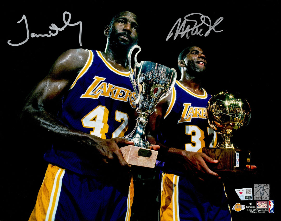 Magic Johnson & James Worthy Signed 11x14 Photo Los Angeles Lakers Fanatics Holo