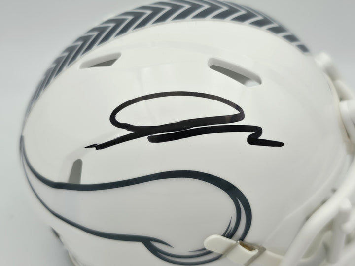 Jordan Addison Auto Vikings White 24 Salute To Service Speed Mini Helmet Beckett