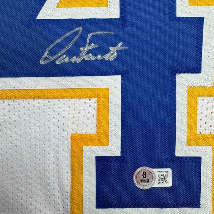Framed Autographed/Signed Dan Fouts 35x39 San Diego White Jersey Beckett BAS COA