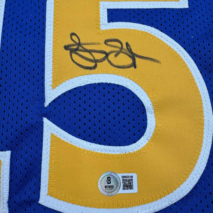 Autographed/Signed Latrelle Sprewell Golden State Blue Basketball Jersey BAS COA
