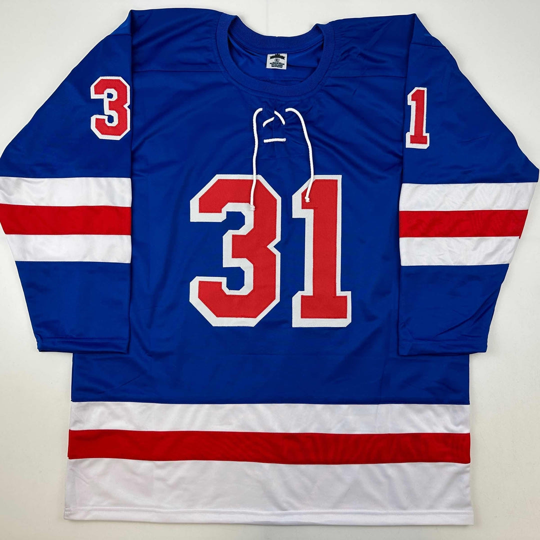 Facsimile Autographed Igor Shesterkin New York Blue Reprint Auto Jersey Men's XL