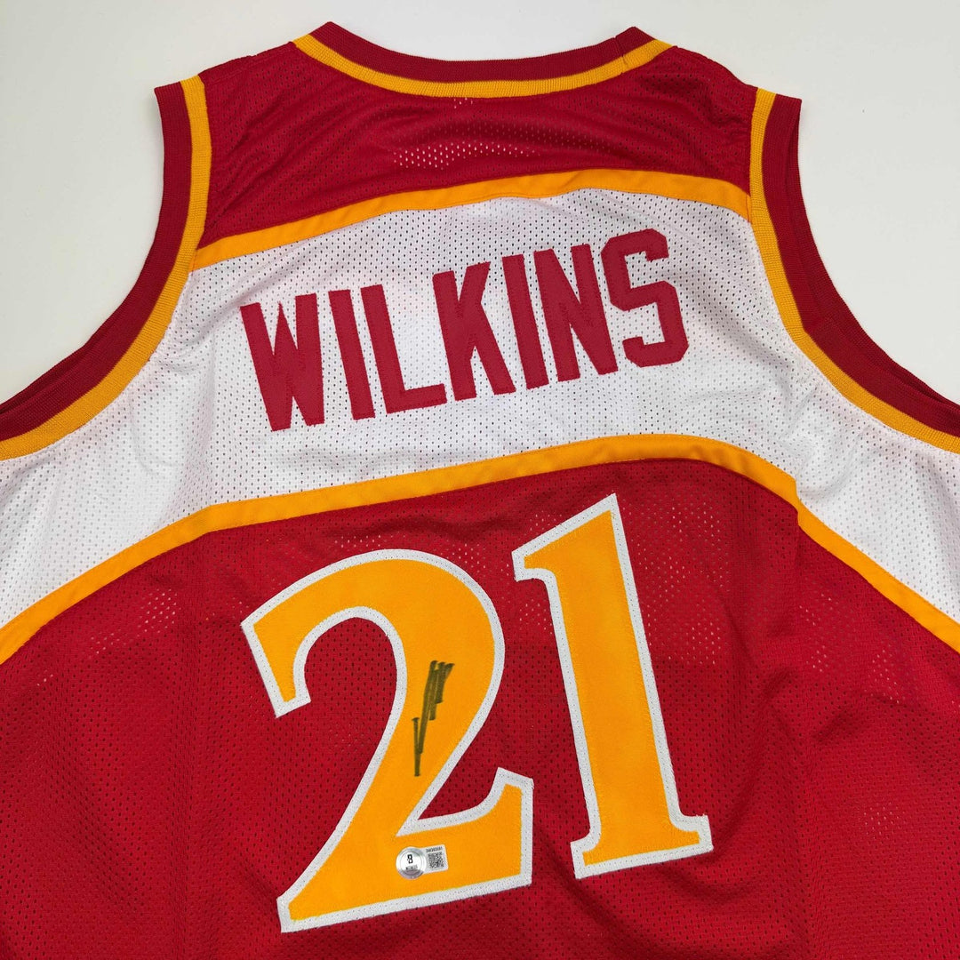 Autographed/Signed DOMINIQUE WILKINS Atlanta Red Jersey PSA/DNA COA