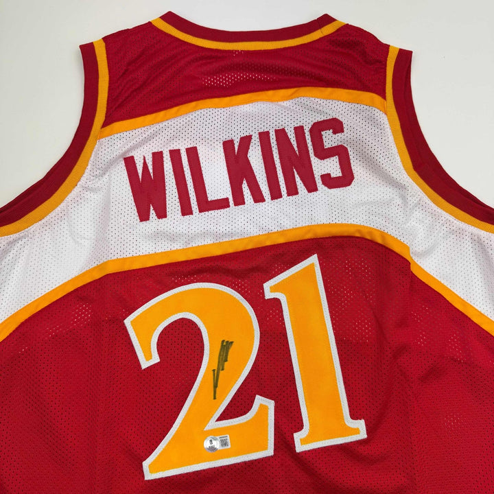 Autographed/Signed DOMINIQUE WILKINS Atlanta Red Jersey PSA/DNA COA