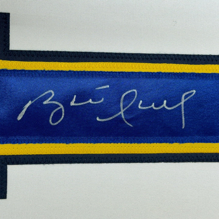 Framed Autographed/Signed Brett Hull 33x42 St. Louis White Jersey JSA COA