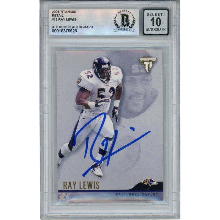 Ray Lewis Autographed 2001 Pacific Private Stock #15 Trading Card Beckett 53040