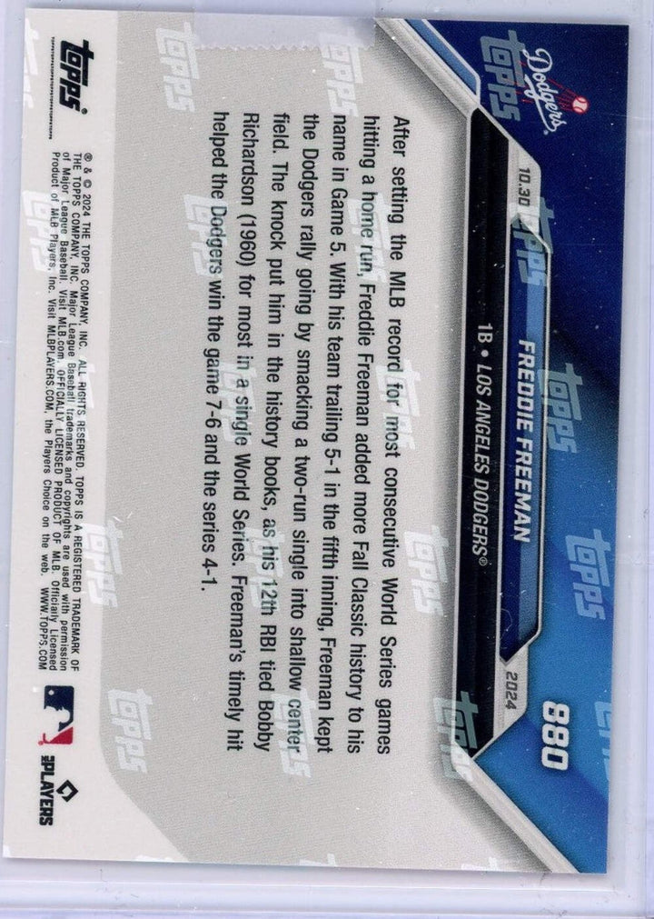 2024 Topps Now Freddie Freeman #880 Red /10 Los Angeles Dodgers Baseball Card