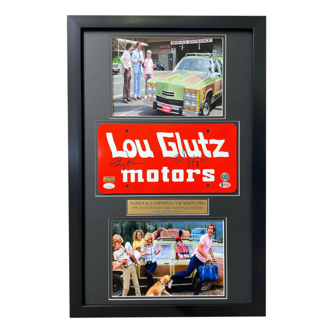Vacation Chevy Chase Beverly D'Angelo Signed Car License Plate Framed BAS Photo