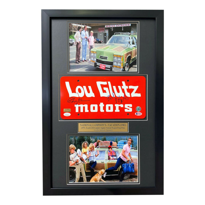 Vacation Chevy Chase Beverly D'Angelo Signed Car License Plate Framed BAS Photo