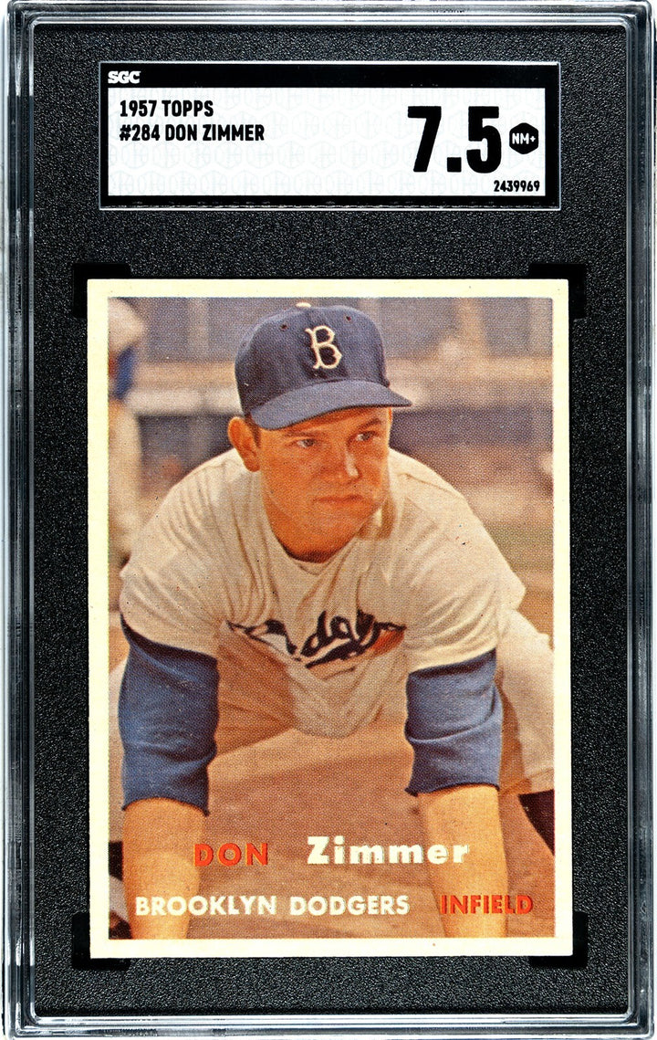 Don Zimmer 1957 Topps Baseball Card #284- SGC Graded 7.5 NM+ (Brooklyn Dodgers)