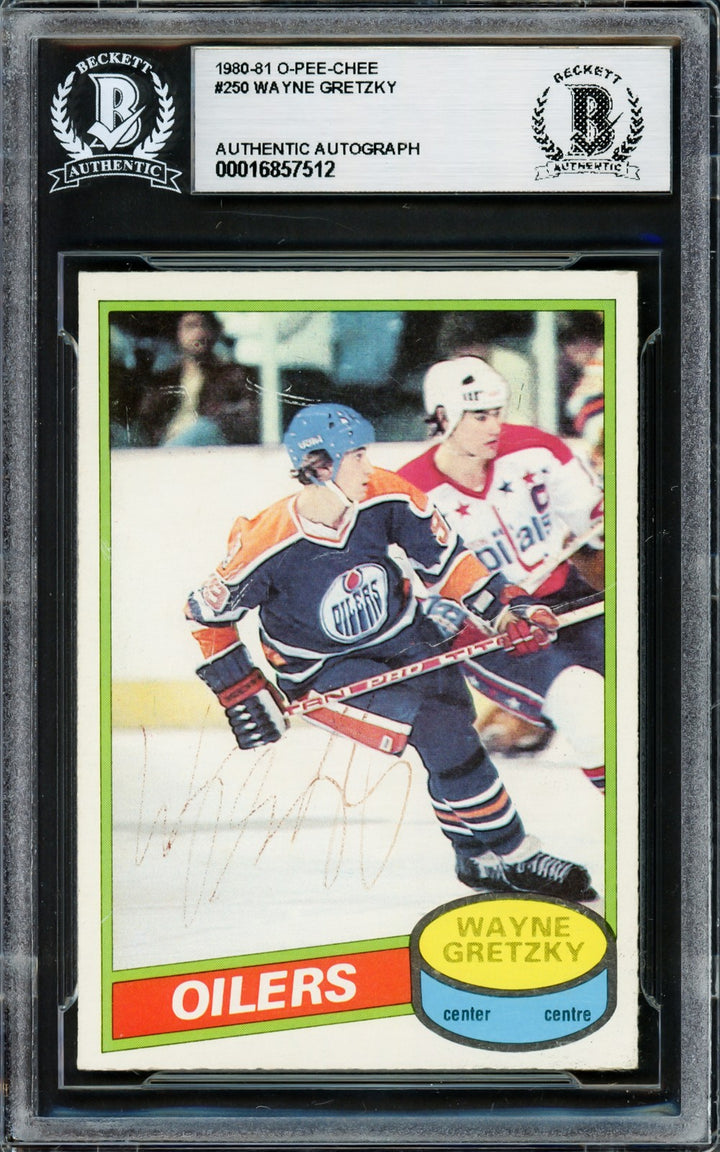 Wayne Gretzky Auto 1980-81 O Pee Chee Card 250 Oilers Vintage Rookie Sig Beckett