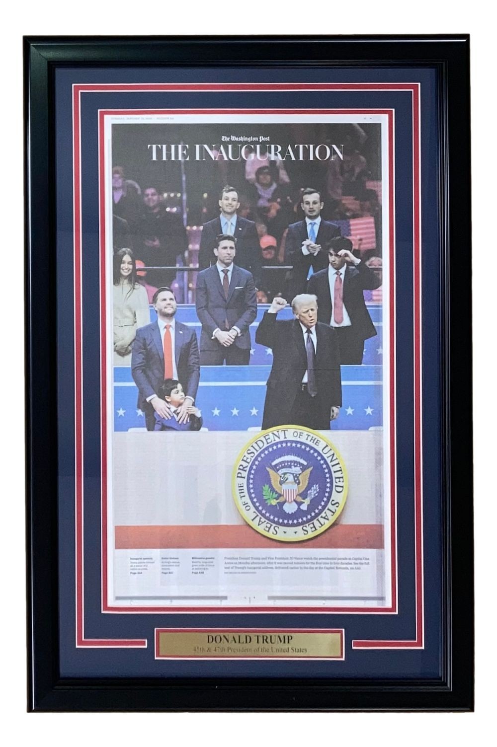 Donald Trump Framed Washington Post 2025 Inauguration Day Newspaper Page