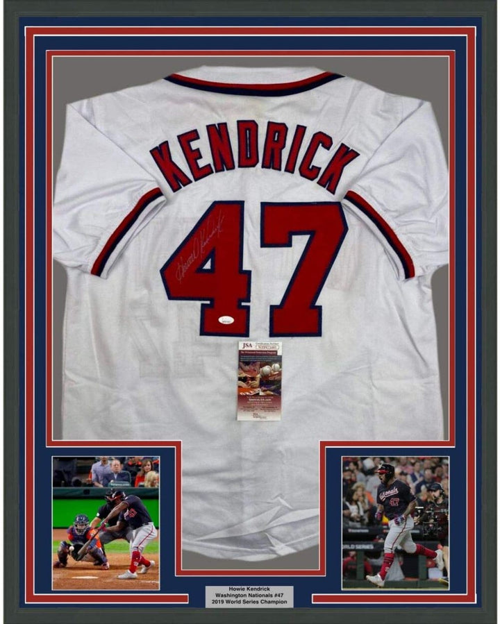 FRAMED Autographed/Signed HOWIE KENDRICK 33x42 Washington White Jersey JSA COA