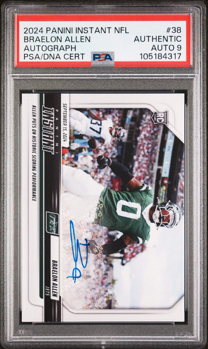 Graded 2024 Panini Instant Braelon Allen #38 Auto /99 Football Card PSA 9 Auto