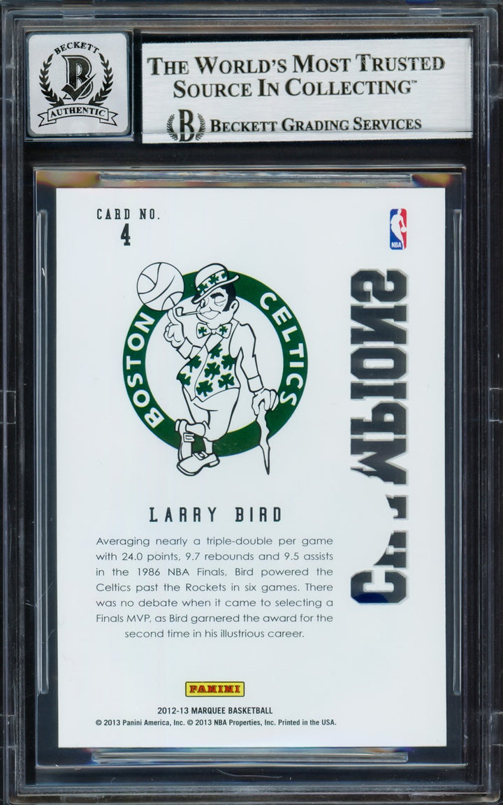 Larry Bird Auto 2012-13 Panini Marquee Champions Card 4 Card Celtics Sig 10 BAS