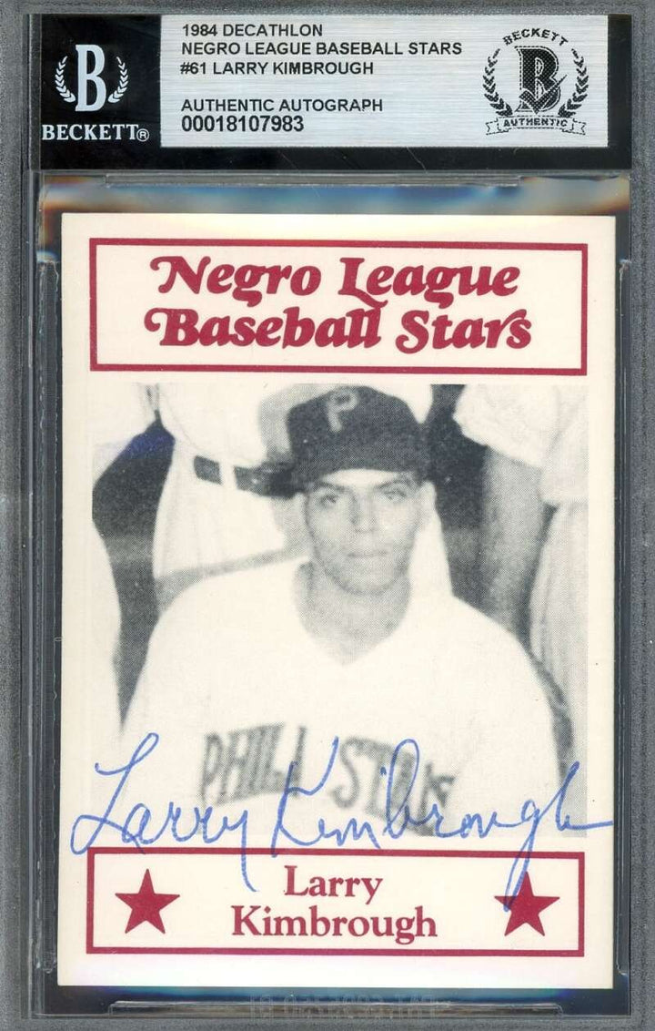 Larry Kimbrough Beckett BAS Signed 1984 Decathlon Frisch Negro League Stars Auto