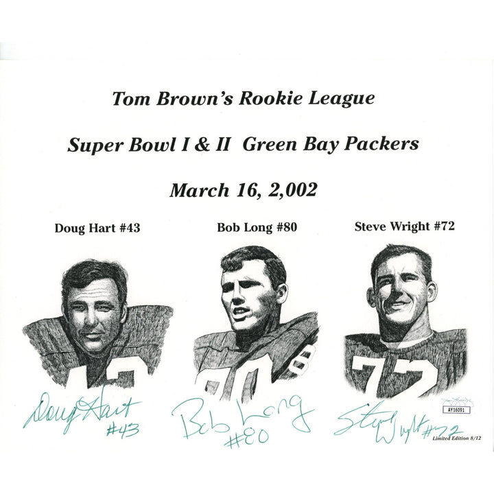 Doug Hart Bob Long Steve Wright Signed Green Bay Packers 8x10 Photo JSA 55121