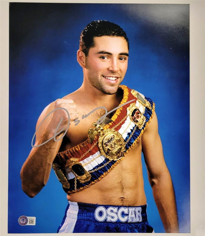 Oscar De La Hoya autograph signed 11x14 photo #3 Golden Boy (A) Beckett BAS Holo