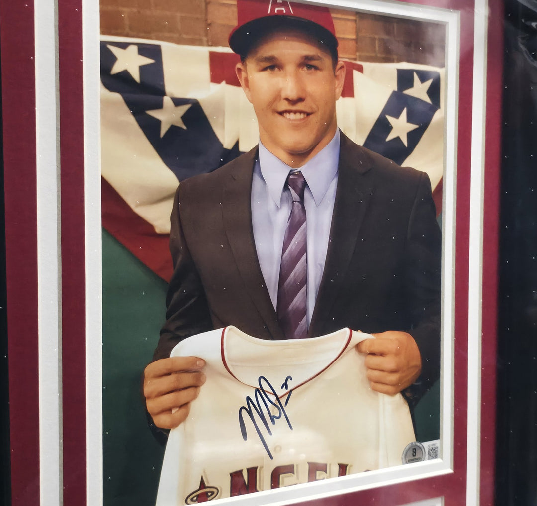 Mike Trout Signed Framed 8x10 Photo California Angels Beckett #AE16567