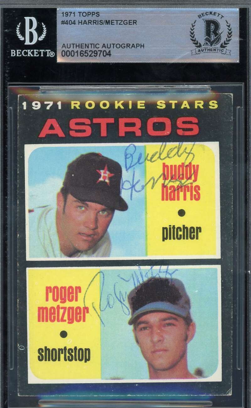Buddy Harris Roger Metzger Beckett BAS Signed 1971 Topps Rookie Stars Autograph