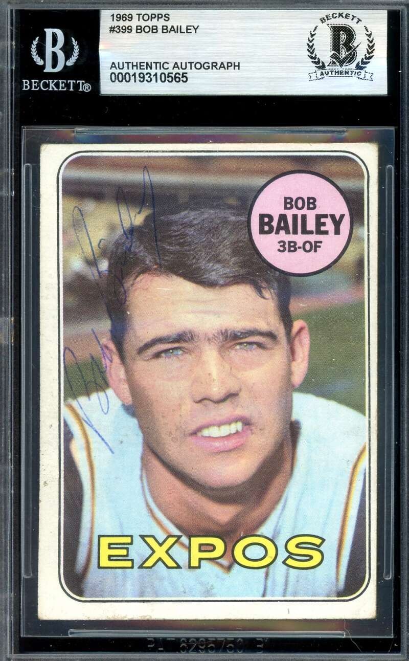 Bob Bailey Beckett BAS Vintage Signed 1969 Topps Autograph