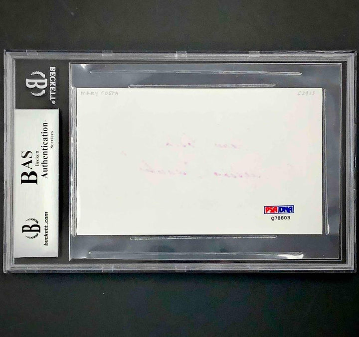 Sleeping Beauty actress Mary Costa autograph signed Index Card BAS Beckett PSA