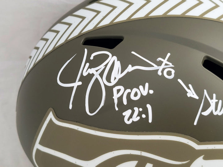 Steve Largent Jim Zorn Auto Seahawks Camo Salute To Service FS Helmet Go Hawks