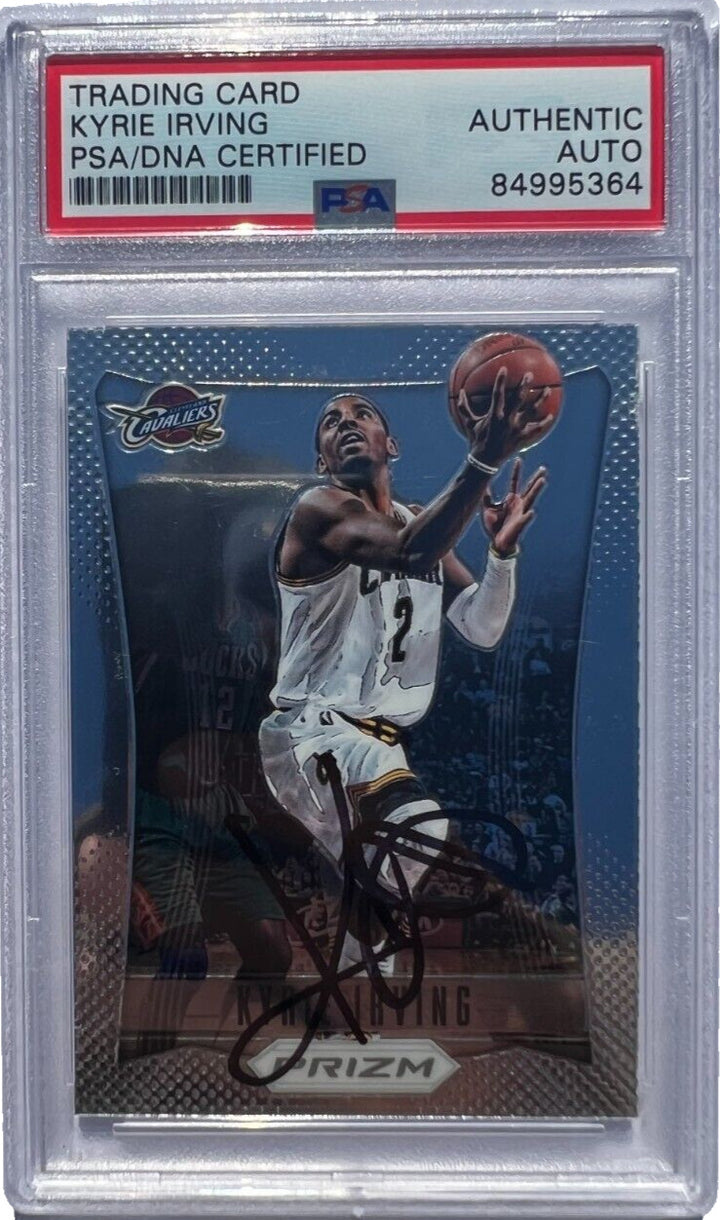 KYRIE IRVING SIGNED CAVALIERS 2012-13 PANINI PRIZM ROOKIE CARD PSA/DNA SLABBED