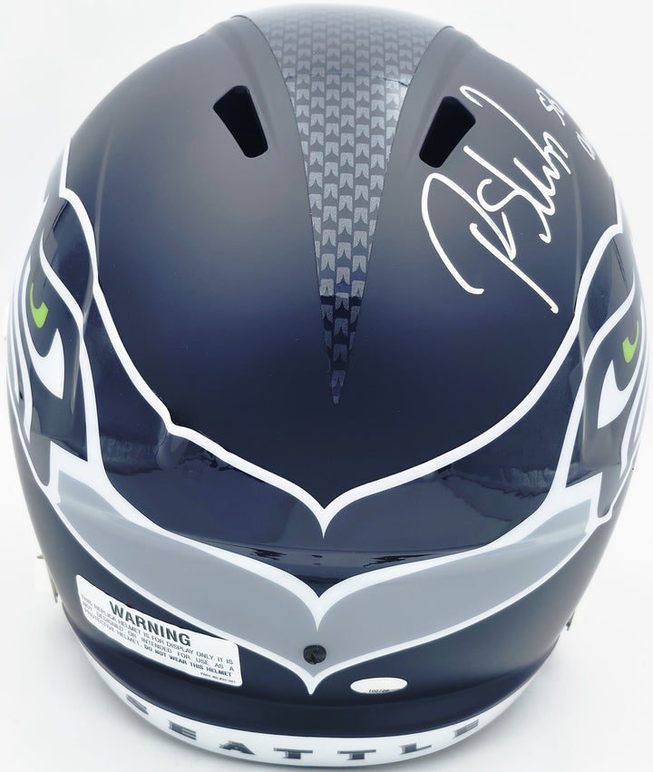 Rashid Shaheed Signed Seahawks Blue Full Size Speed Replica Helmet MCS Holo