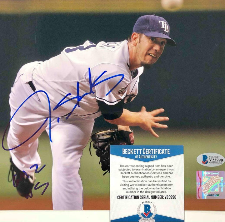 James Shields "Gm 2 WS" signed Rays 2008 World Series 8x10 photo BAS COA Beckett