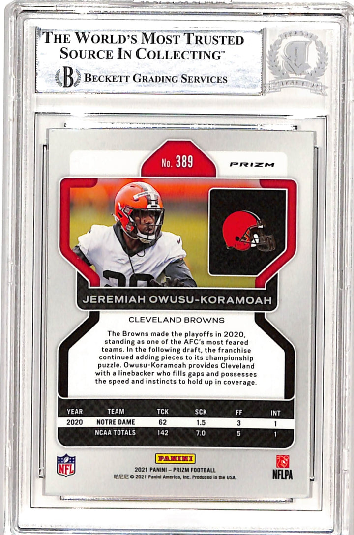 Jeremiah Owusu-Komamoah Signed 2021 Panini Silver #389 Beckett 38724