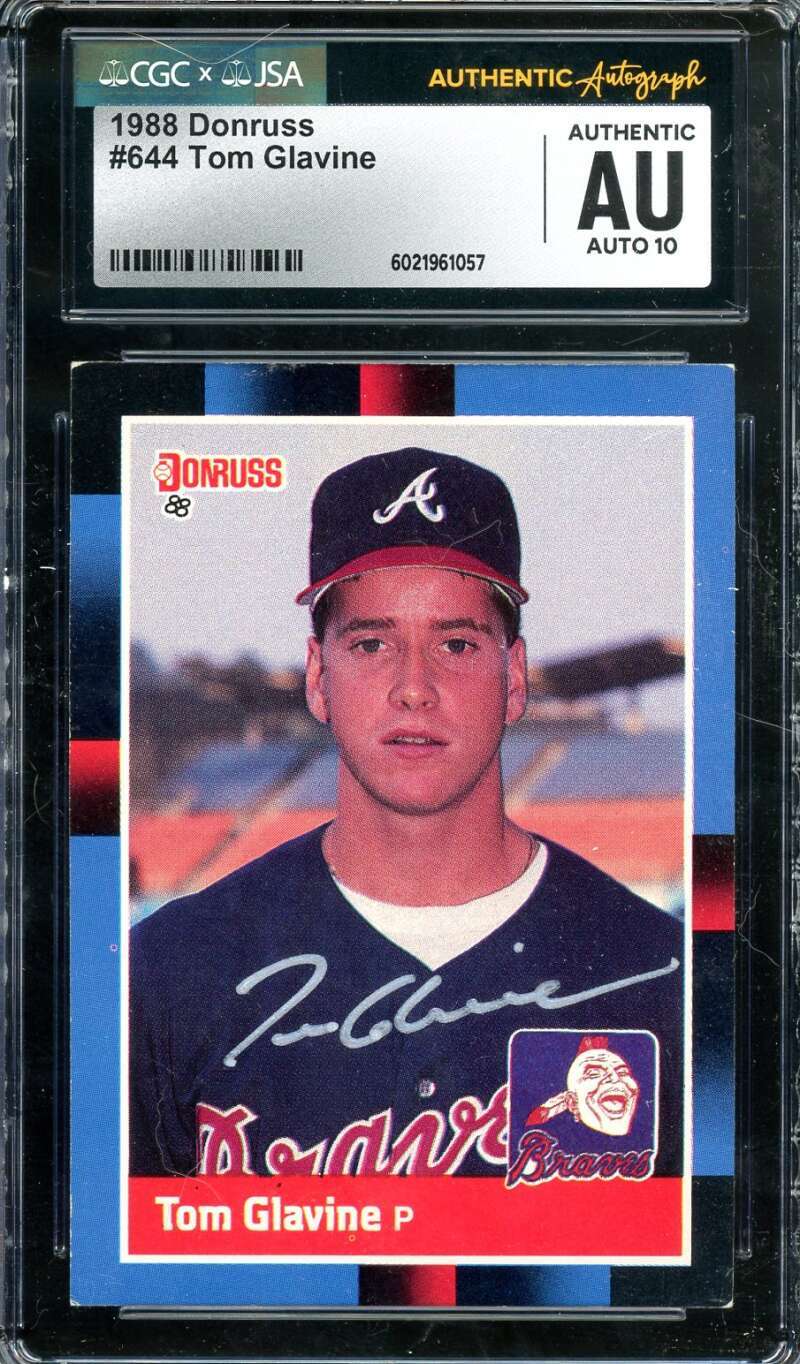 Tom Glavine Gem Mint 10 JSA CGC Coa Signed 1988 Donruss Rookie Autograph