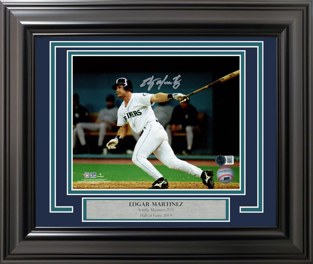 Edgar Martinez Signed Framed 8x10 Photo Mariners The Double Beckett BAS Witness