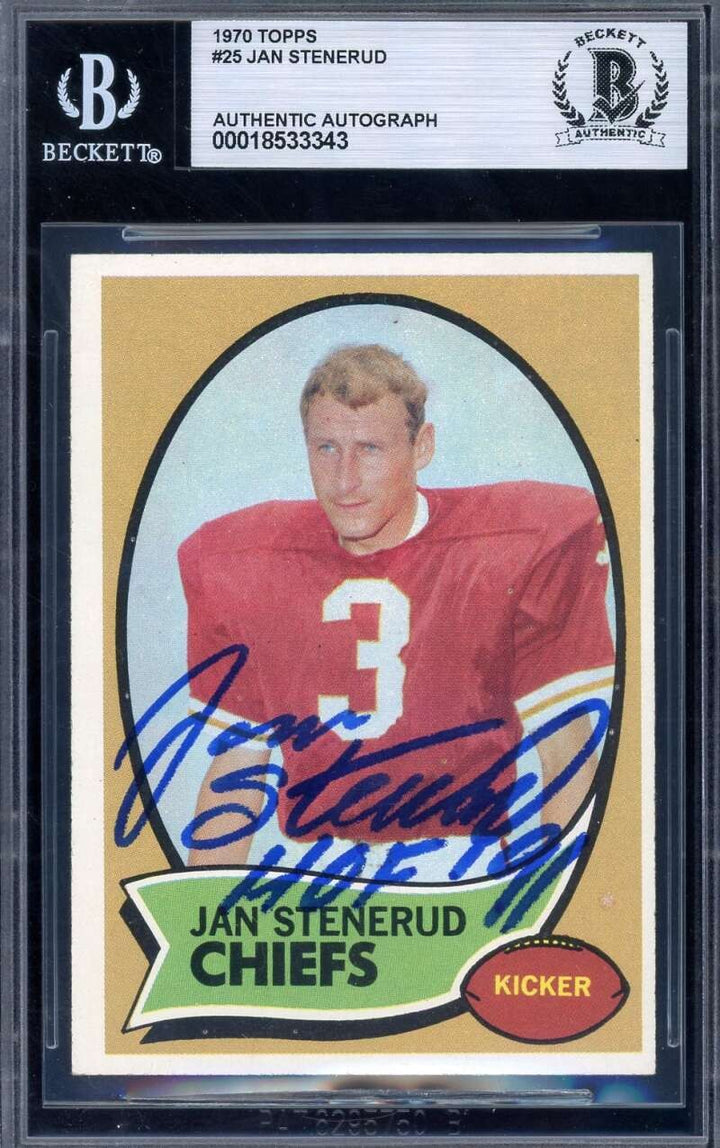 Jan Stenerud Beckett BAS Signed 1970 Topps Rookie Autograph
