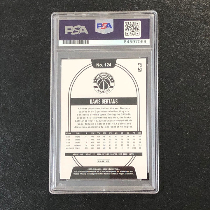 2020-21 NBA Hoops #124 Davis Bertans Signed Card AUTO 10 PSA/DNA Slabbed Wizards