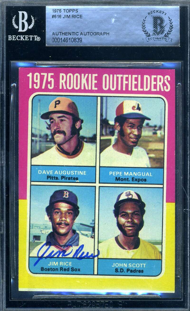 Jim Rice Beckett COA Signed 1975 Topps Rookie Outfielders Autograph