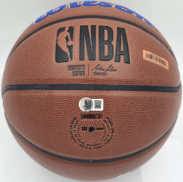 Allen Iverson Auto Signed Composite Leather 76ers Logo Basketball Beckett Wit