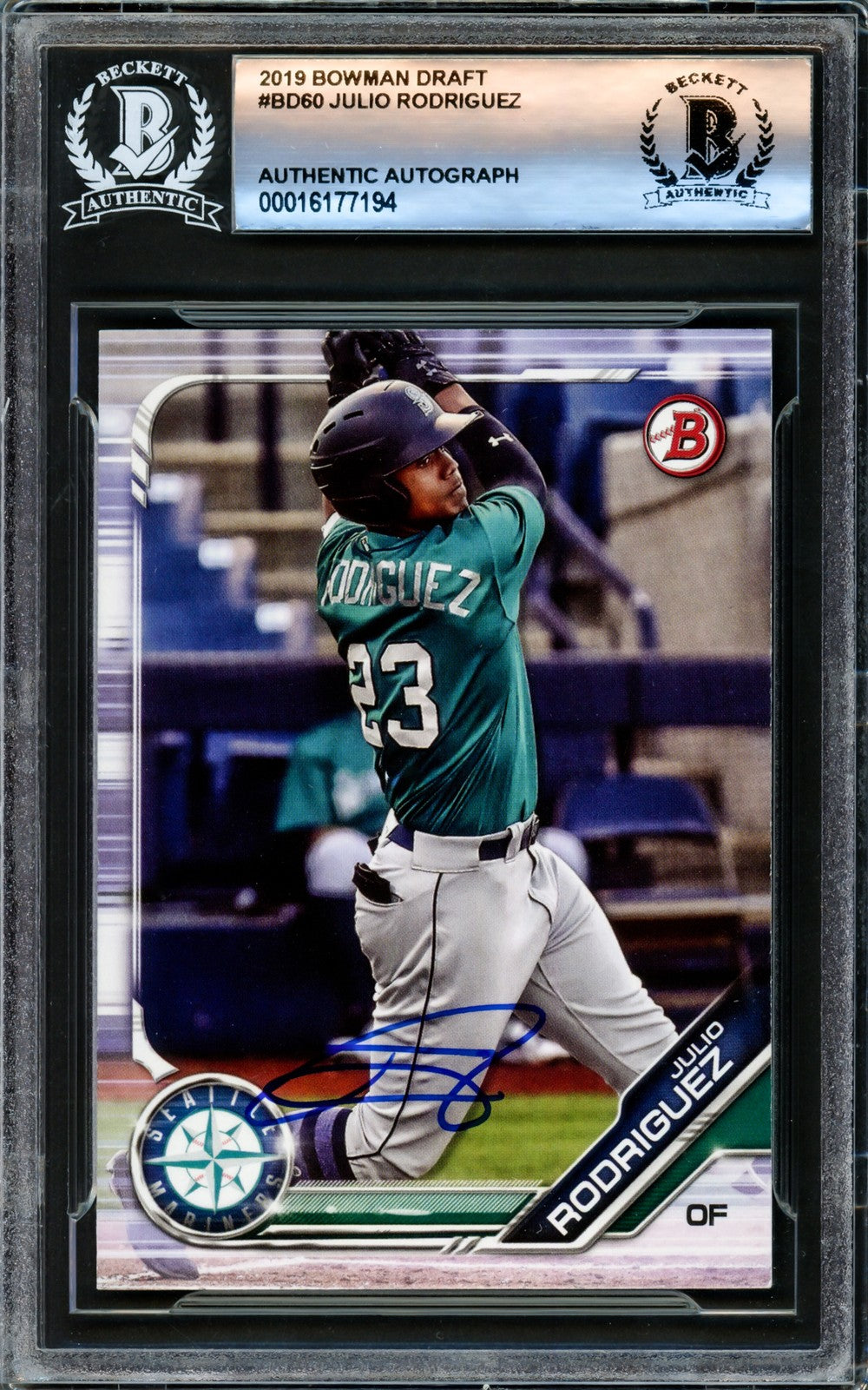Julio Rodriguez Signed 2019 Bowman Draft RC BD60 Seattle Mariners Beckett