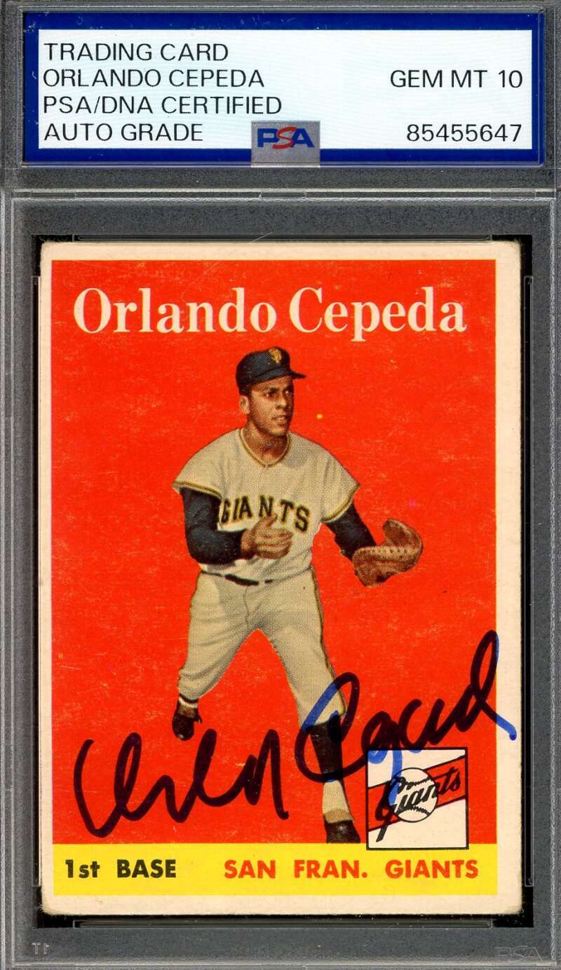 Orlando Cepeda Gem Mint 10 PSA DNA Signed 1958 Topps Rookie Autograph