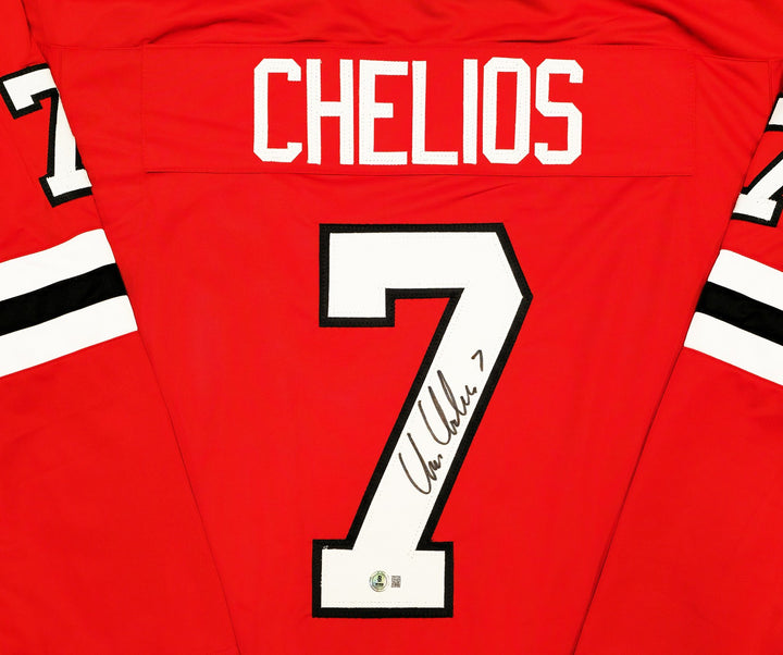 Chicago Blackhawks Chris Chelios Autographed Signed Red Jersey Beckett Witness
