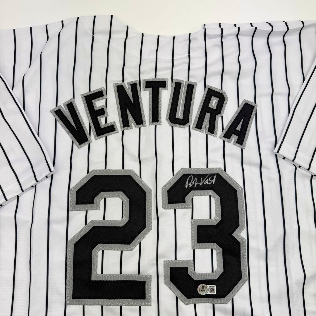 Autographed/Signed Robin Ventura Chicago Pinstripe Jersey Beckett COA