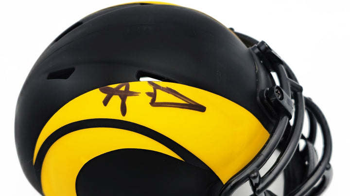 Aaron Donald Signed Los Angeles Rams Eclipse Black Speed Mini Helmet Beckett Wit